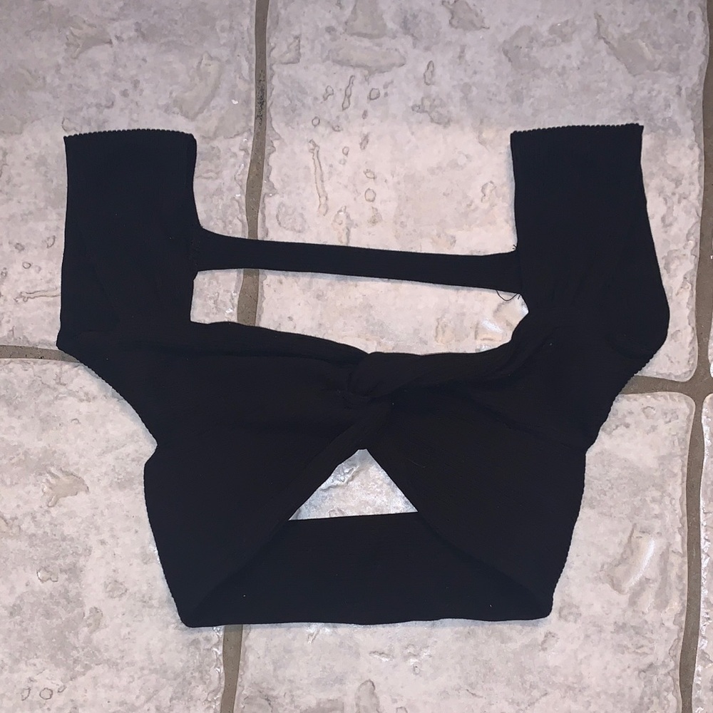 Shein Black Knotted Crop Top